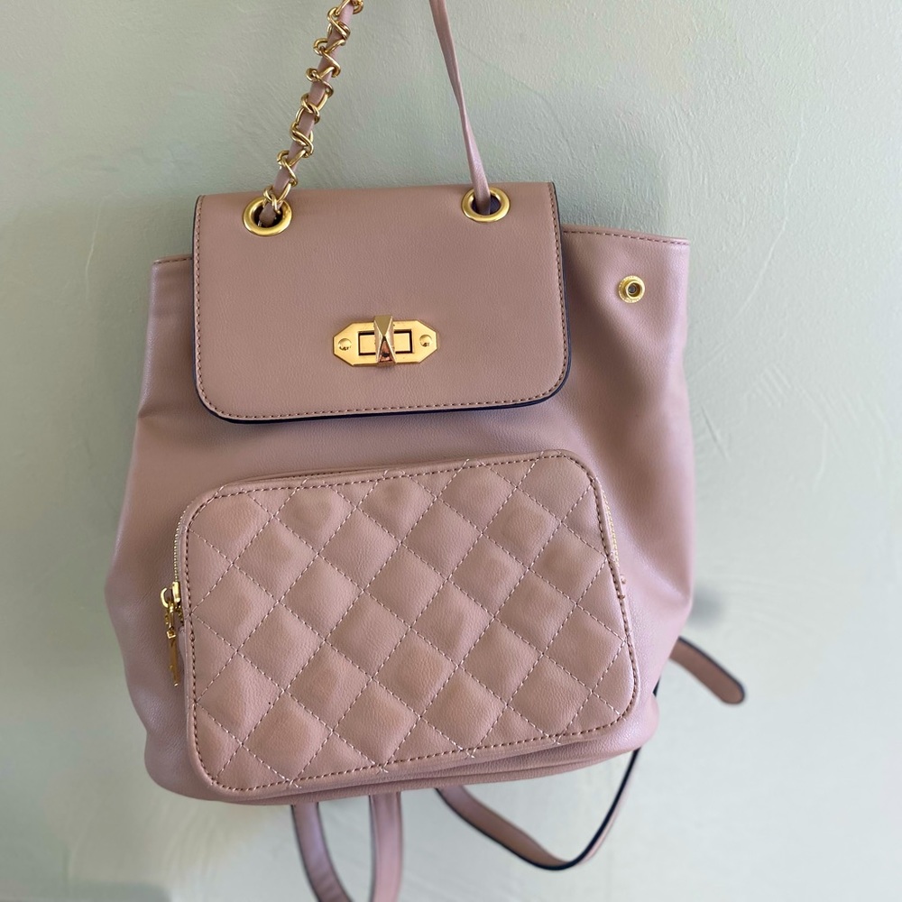 Fashionable nude purse backpack